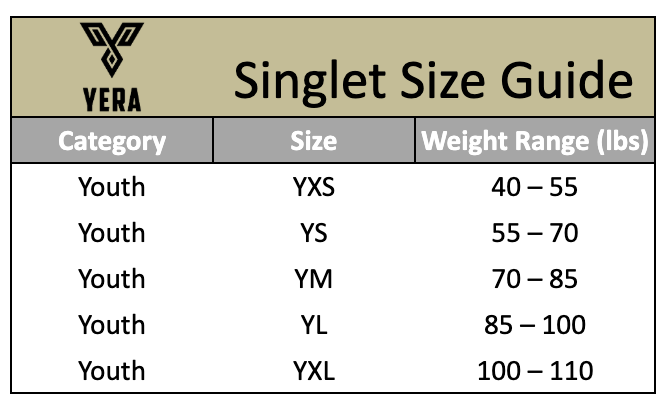 YERA Youth Premier Combat Singlet